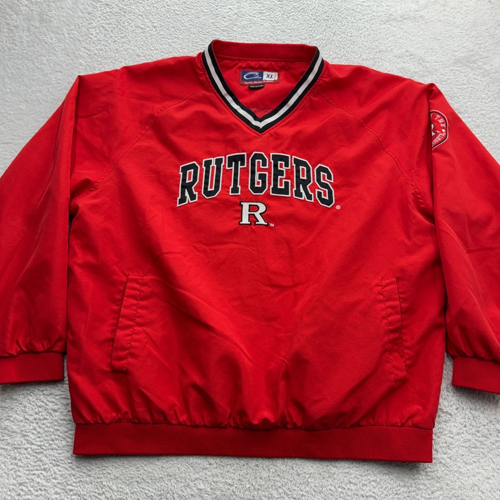 Cadre Rutgers University Windbreaker Pullover Red Mens XL V-Neck NCAA Sportswear